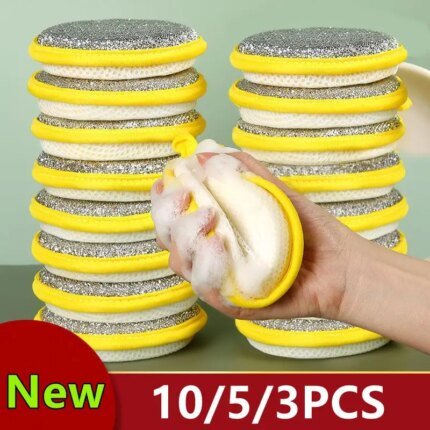 10/5/3PCS Double Side Dishwashing Sponge Dish Washing Brush Pan Pot Dish Wash Sponges Household Cleaning Reusable Kitchen Tools - AliExpress 15