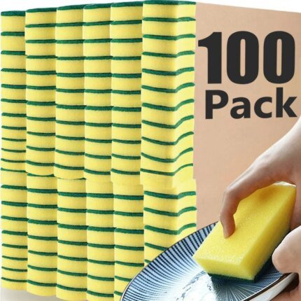 100/1Pcs Kitchen Dishwashing Soft Sponge Absorbent Clean Rub Pot Rust Scouring Pad Removing Kits Household Cleaning Brush Sponge - AliExpress 15